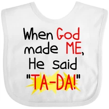 Inktastic When God Made Me Baby Bib Christian Catholic Cute Faith Clothing