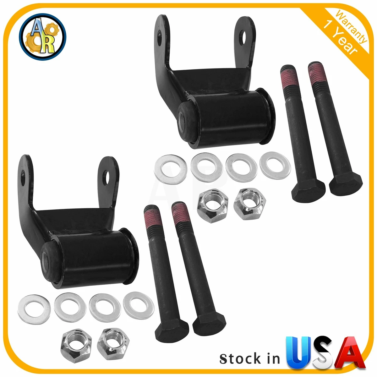 Kit De Reparación De Grilletes De Ballesta Trasera Para Chevy C/K Y GMC - Incluye 2 Piezas, Acero Negro