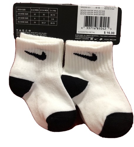 Nike Kleinkind 6 Paar Socken 6-12 & 12-24 Monate & 2-4 Jahre weiß & schwarz UNISEX - Bild 7 von 7