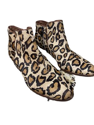 Sam Edelman Petty Leopard Cheetah Calf Pony Hair Ankle Boots Booties Size 
