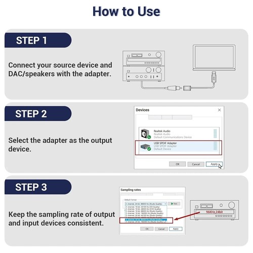 Cubilux USB A to TOSLINK Optical Audio Adapter 192KHz and 24bit PC Output Only - Picture 7 of 11