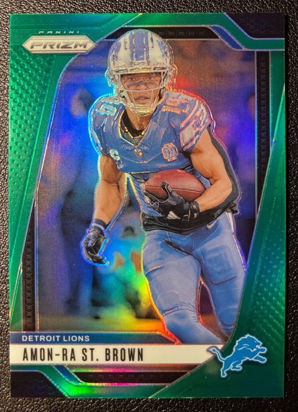 2024 Panini Prizm NFL Amon-Ra St Brown #95 Green Prizm Detroit Lions Card