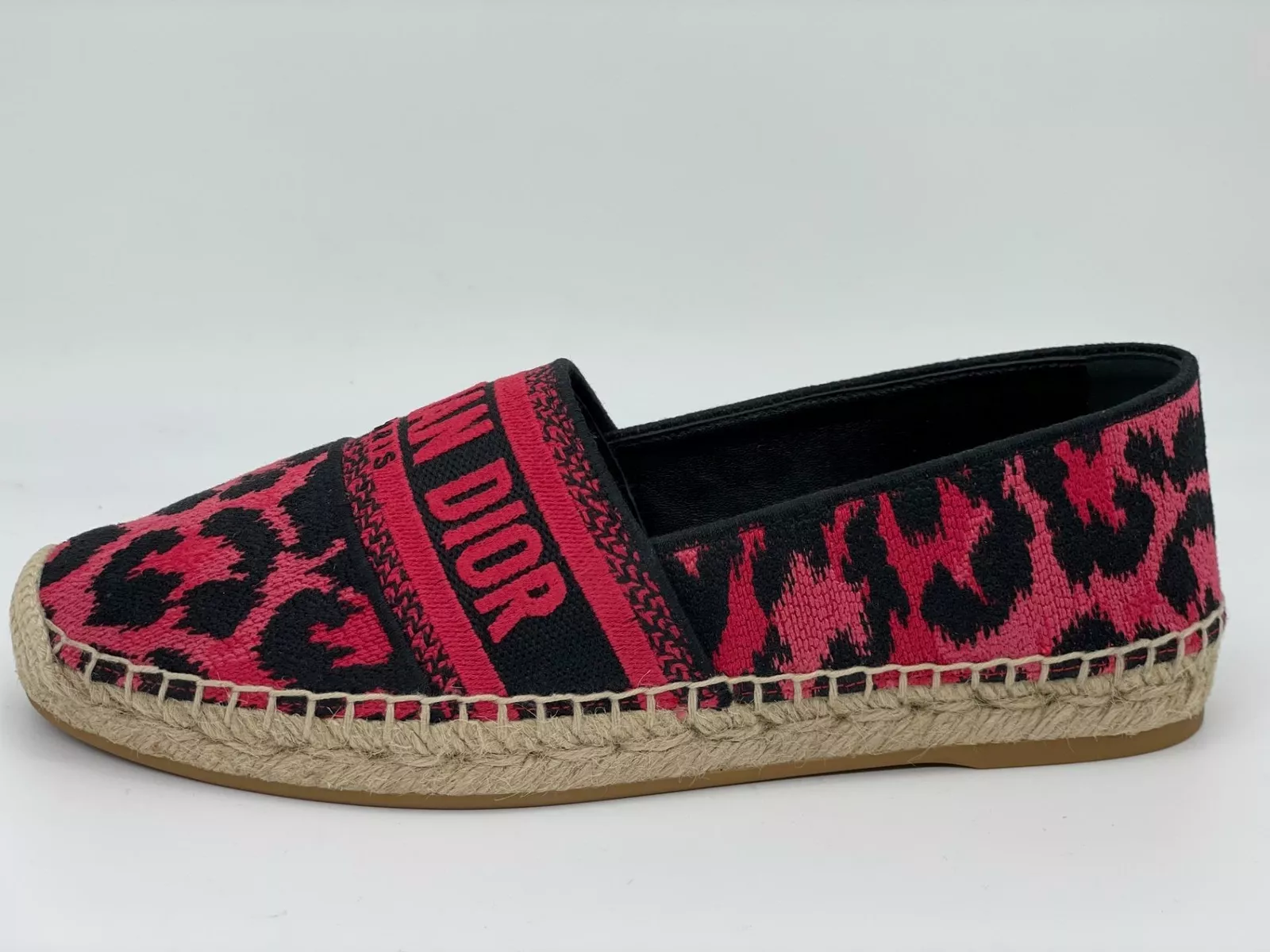 Chaussures espadrille plates imprimées léopard DIOR Granville rose