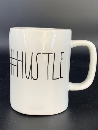 Magenta #Hustle Mug Coffee Tea White Vintage 4.75" Pre-Rae Dunn