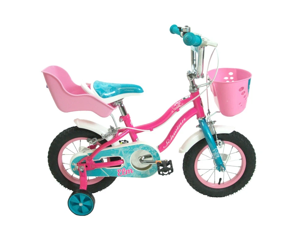 Schwinn 12" Wheel Girls Bike With Stabilisers Dolly Seat Basket Age 3+ Pink Blue - Image 2 of 4