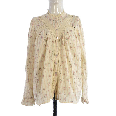 Bash Haby Hemd Blumen Spitze Elegant Retro Rüschen Bündchen Victorian Bohemian UK 8