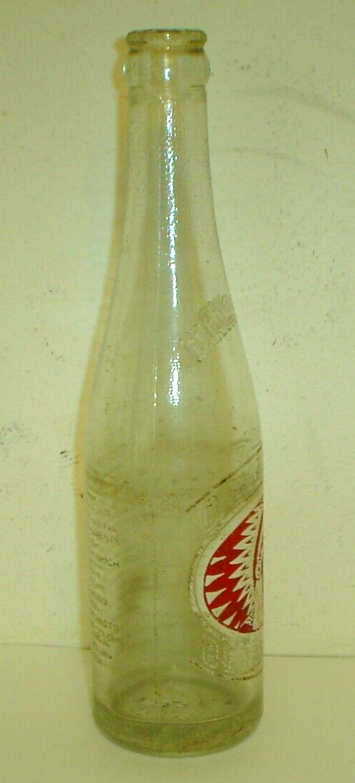 Vintage 1950's Mahaska Indian Chief 10 oz Glass Soda Bottle Oskaloosa