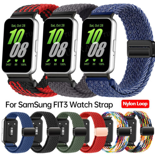 Magnetic Strap For Samsung Galaxy Fit 3 SM-R390 Braided Nylon Loop Watch Band  - Picture 1 of 125