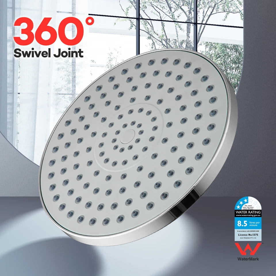 ACA Rain Shower Head 8/10/12/13'' Overhead Square Round Rectangle Black Chrome