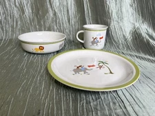 FAO Schwarz Jungle Animals Porcelain Baby Childs Toddler Dish Set Plate Cup Bowl