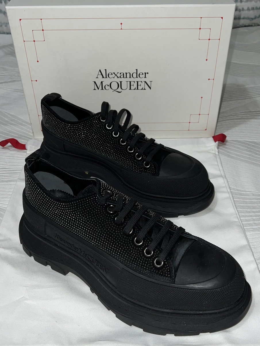 Men's Luxury Sneakers - Alexander McQueen Black and White Low Tread Slick  Sneakers