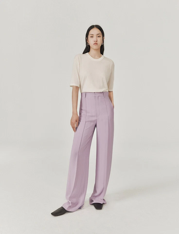 Pantalones largos de piernas anchas estilo The Row clásicos bajos atemporales 38 BNWT CHICJOC para mujer