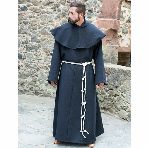 Robe moine prêtre médiéval homme Renaissance + châle à capuche costume cosplay Halloween - Photo 9/15