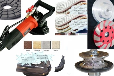 Wet Polisher Granite Marble Concrete 3/4'' Full Bullnose bit Pad Buff dust shroud