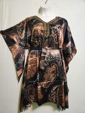 Women Clothing Ponchow Top Blouse Tunic Mini Dress W/Belt Free Size 54" around