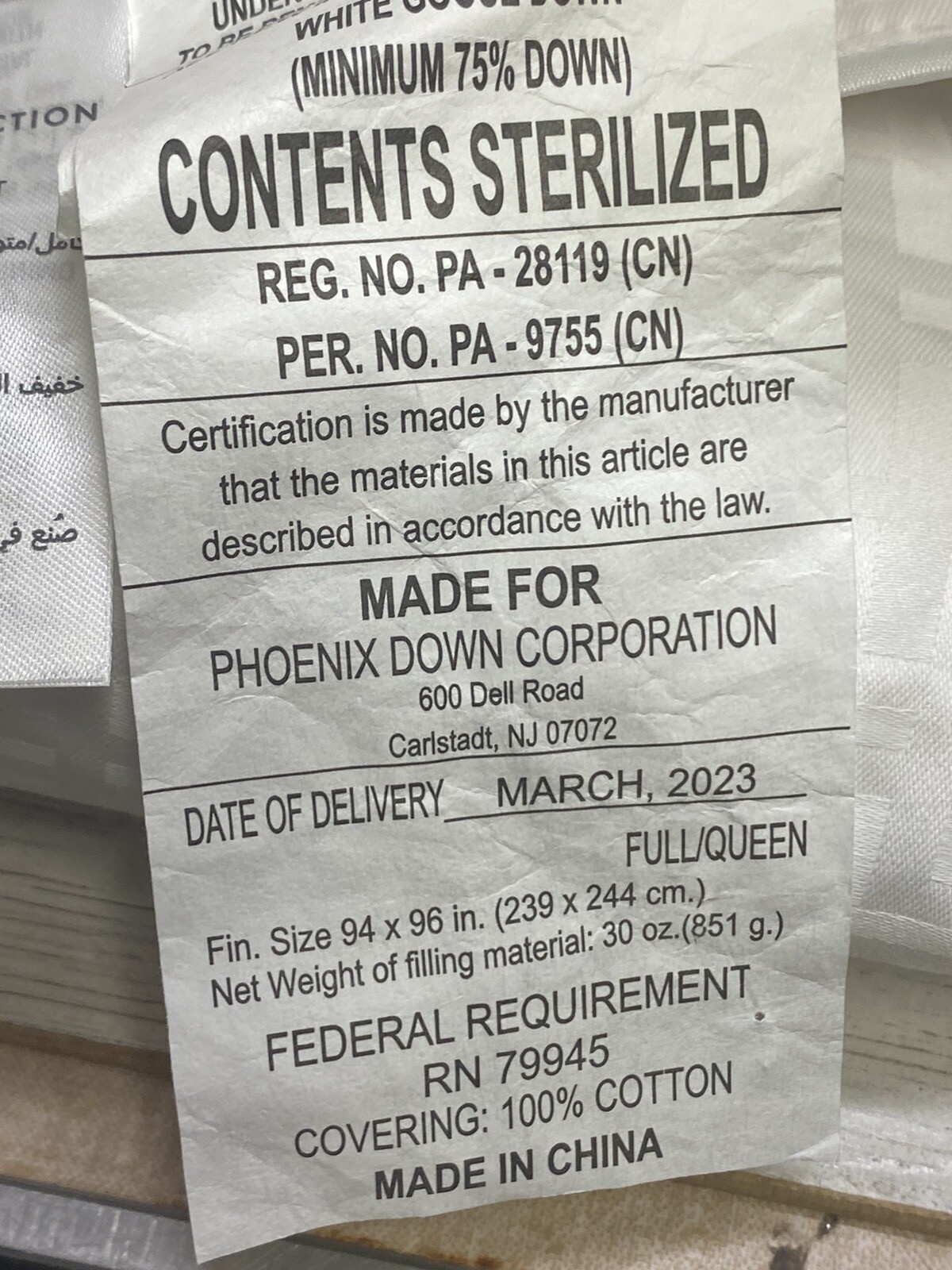 Hotel Collection Goose Down Light Weight Full/Queen White Comforter eBay