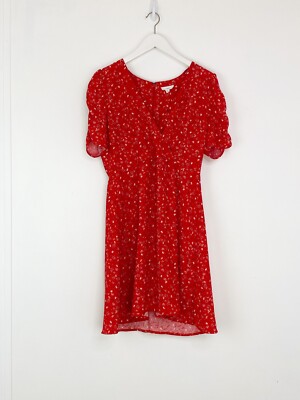 A Love A Women's Size M Red Floral A-Line Puff Short Sleeve V-Neck Dress | eBay A Love A Women's Size M Red Floral A-Line Puff Short Sleeve V-Neck Dress | eBay