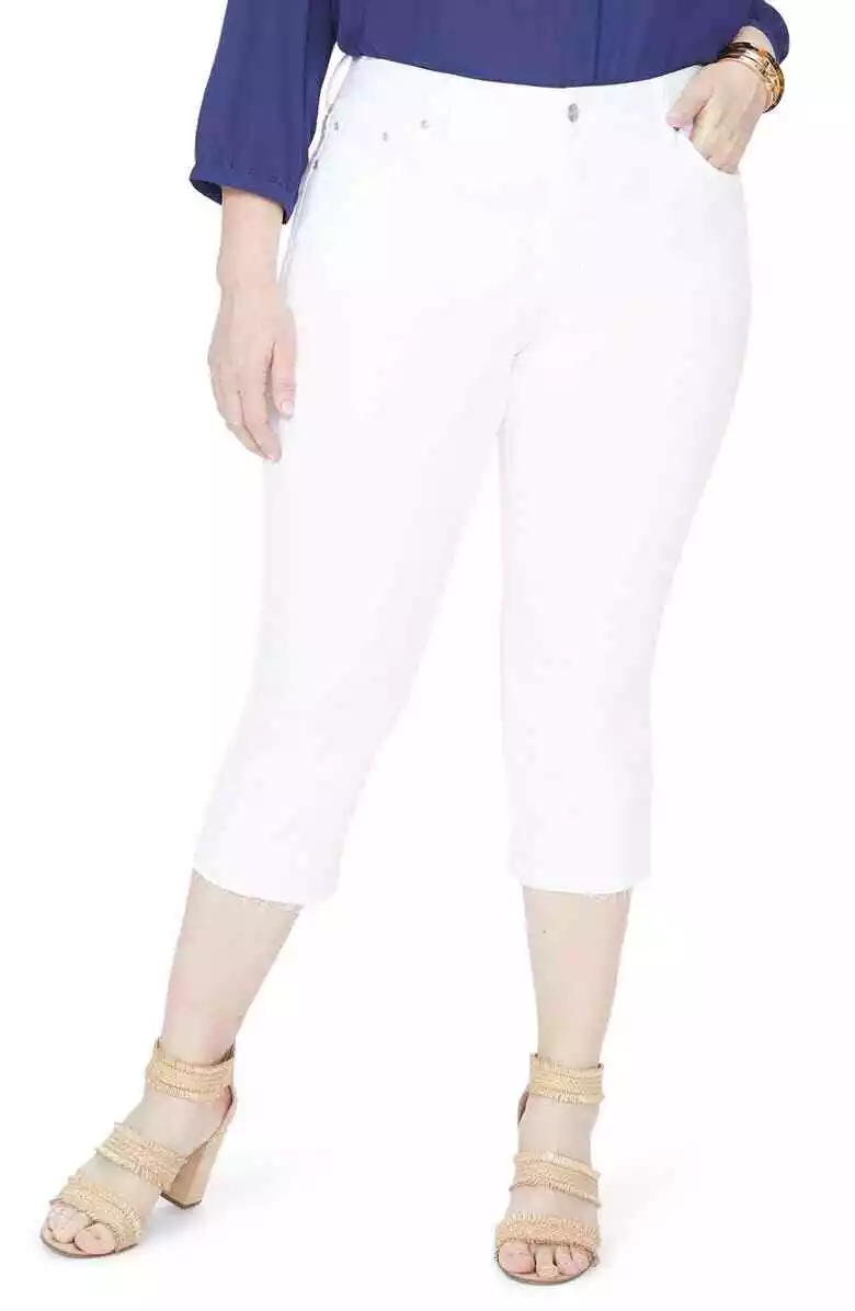 NYDJ Jeans Capris Release Hem Skinny Womens White Plus Size 28W