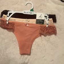 French Affair Women’s Azalea Lace Size Small 3-Pack 3 Colors Thong Panties NWT