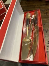 Mid-Century Handcrafted Brass and Teak Siam Cake Service Circa 1960s