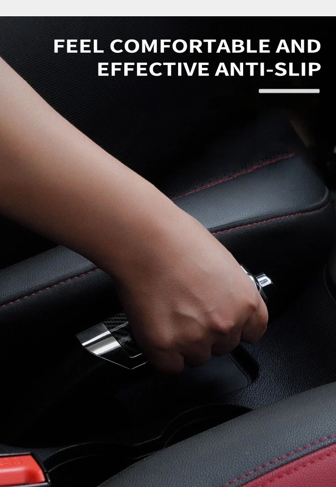 Accesorios de coche estilo fibra de carbono manija de freno de mano cubierta protectora contra rotura de mano Foto 4 de 4