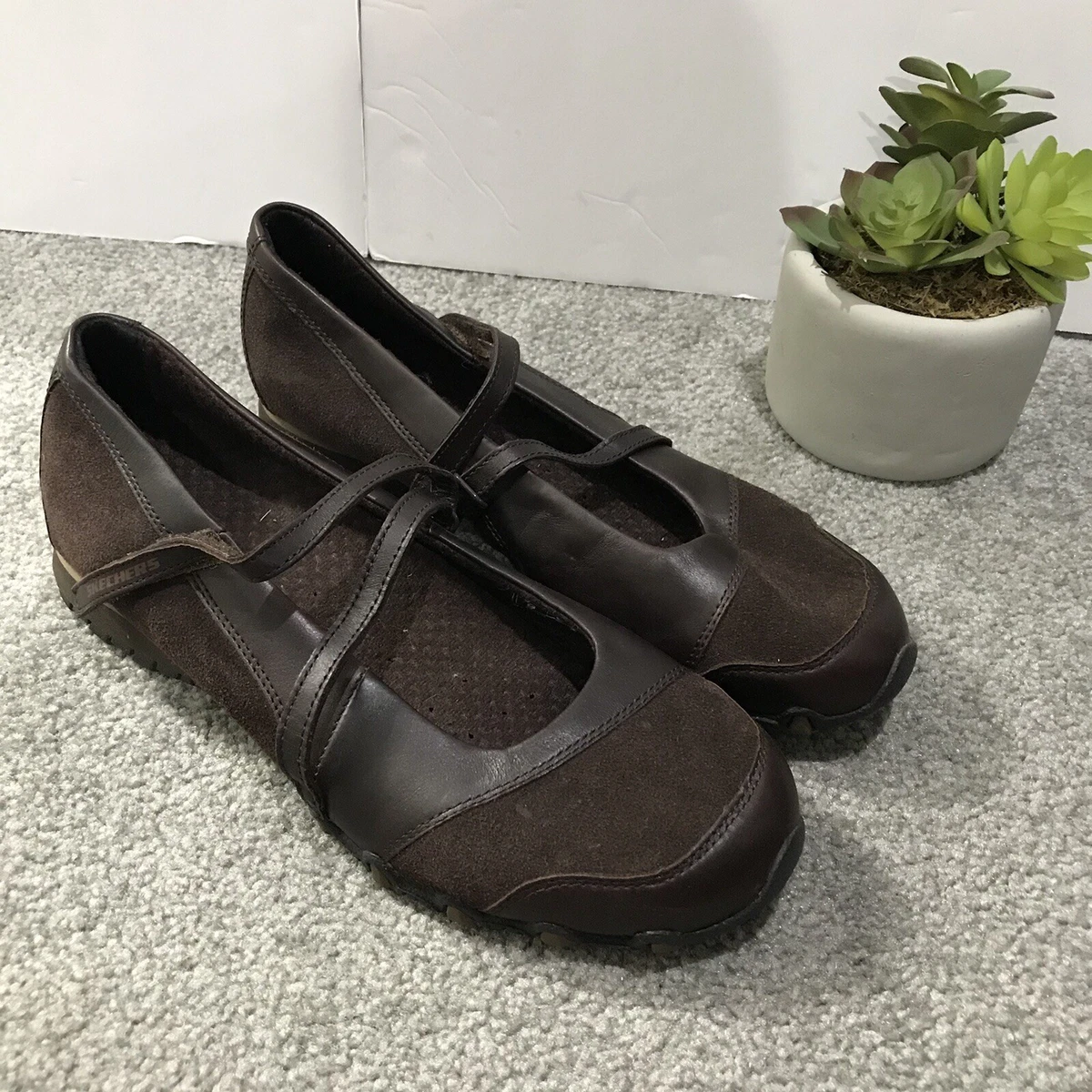 Skechers Jane Biker Flats Shoes Leather Suede Toffee Brown Women&#039;s Sz 9 EUC | eBay