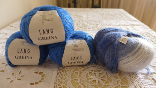 250G Greina-Lang Yarns Schurwolle, Nuovo-Lana Grossa und Alpaca-Mohair blau-weis - Bild 2 von 14