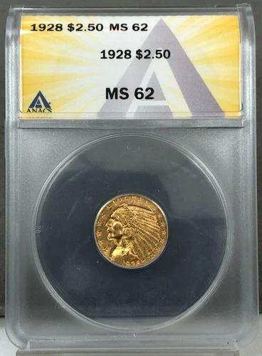 1928 U.S. $2.50 Indian Gold Quarter Eagle ANACS MS62