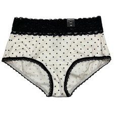 NWT TORRID Brief Pantie Sz 00X-4X Black White Polka Dots Lace Jersey