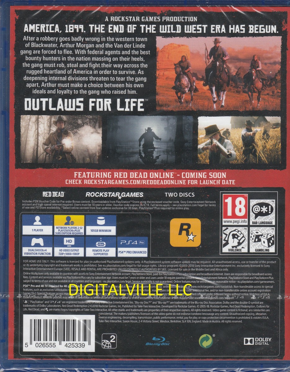 Red Dead Redemption PS4 Brand New Factory Sealed 710425478901|