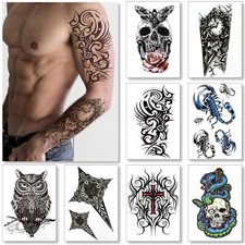 Realistic Waterproof Temporary Tattoos 8 Sheets Pain-free Creative Body Art