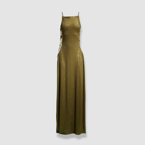 $1399 Cult Gaia Women's Green Rhinestone Cutout Self-Tie Chantal Dress Size L