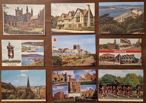 Gran Bretagna, località varie, lotto di 9 cartoline a colori viaggiate - Picture 1 of 2