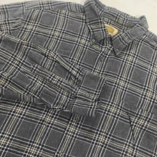 The Foundry Flannel Button-Up Shirt  Mens 3XLT Plaid Black & White Long Sleeves