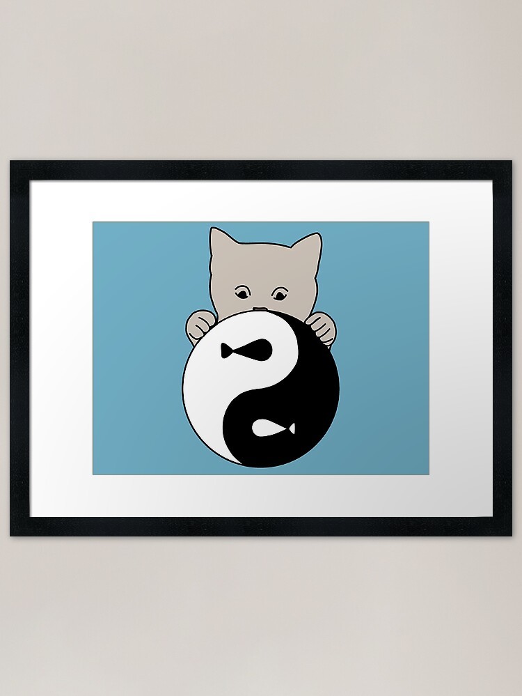 Póster arte de pared enmarcado ying yang significado amor gato enmarcado lienzo impresión cuadro