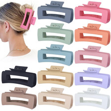 4.1 Inch Jumbo Hair Clips - 12 Pcs Colorful Square Jaw Clips for Thick Hair, Wom