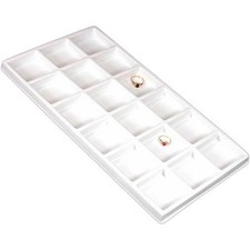 White Plastic 18 Compartment Tray Insert Jewelry Display 14 1/8" x 7 5/8"