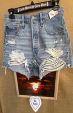 Levi s 501 women s cutoff stonewashed ripped 31 shorts pockets button-fly clos