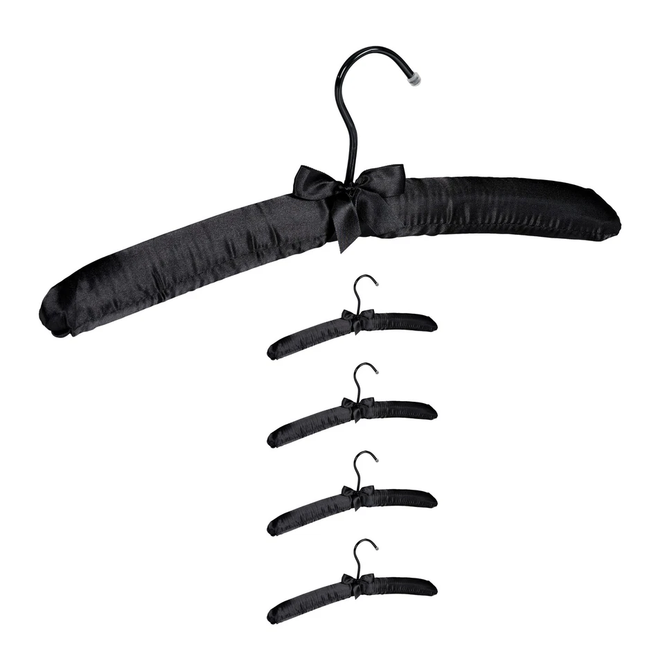 Kleiderbügel satin Hochwertige Stoffbügel Dekorative Bügel schwarz 360° drehbar