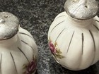 Vintage Salt And Pepper Chalet Ceramic Vase Shape With Rose Painting Japan — photo 6