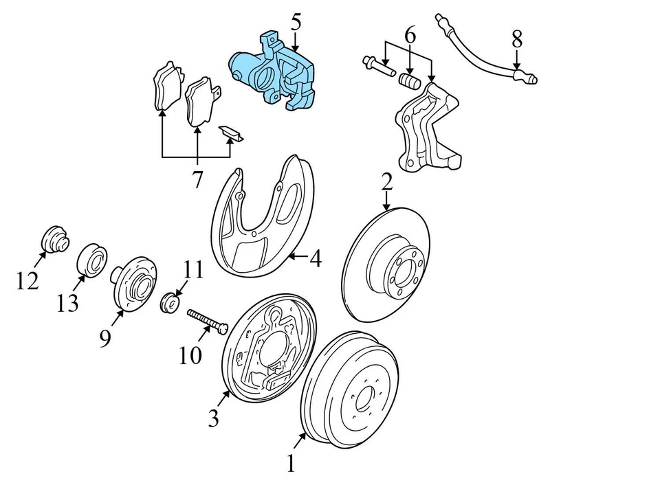 Pinza de freno trasera derecha VW EUROVAN 1997 1999-2004 7D0615424B Foto 4 de 4