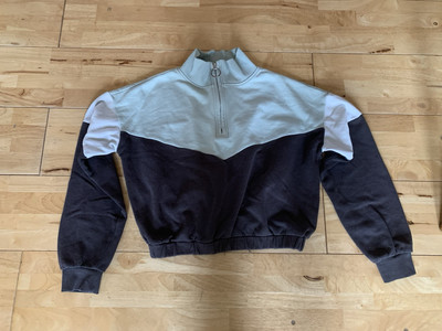 H&M Mädchen Crop 1/4 Zip Colour Block Pullover Pulli Hoodie 10-12 Jahre 146/152cm