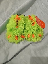Wonder Nation Monster Bootie Slippers Green Orange Fuzzy Non-Slip Size 5