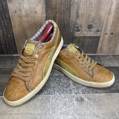 PUMA Clyde Worker Creme Brulee-Fossil Men s Sz 8.5 Retro Brown Leather 350385 03