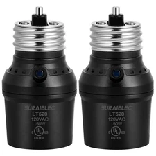 2 Pack Automatic Dusk to Dawn Light Socket, Light Sensor Socket, 360° Rotation