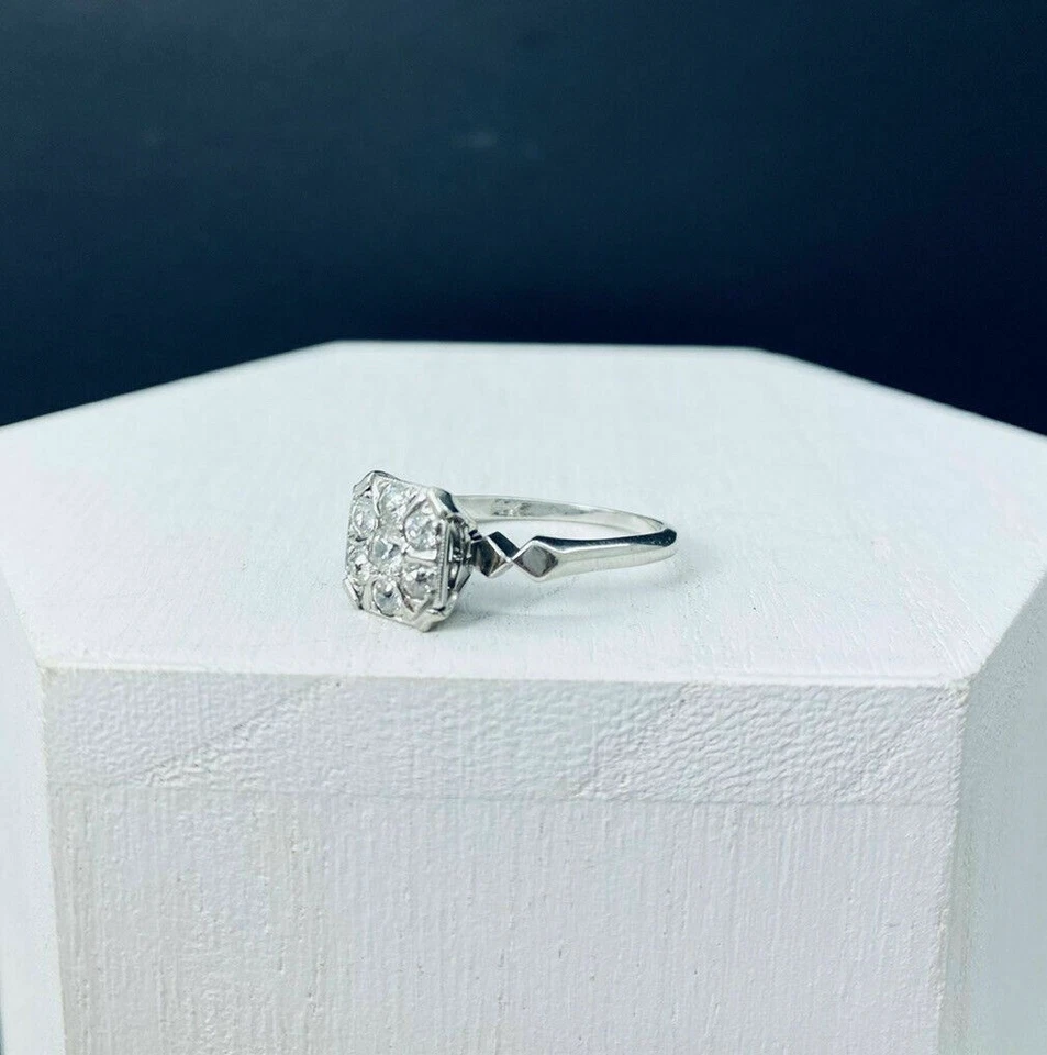 14K White Gold Diamond Cluster Ring Christmas special gift - Image 3 of 4