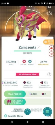 Pokémon Pokémon GO Zamazenta In-Game Screen Spanish UI Android Augmented Reality