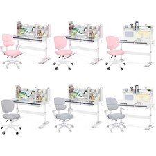 Height Adjustable Kids Study Desk Chair Set Drafting Table Computer Chair Set