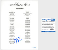 'Madison Beer' Signed Lyric Sheet 'Make You Mine' Pop Singer ACOA