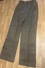 Women's Brown Wide Leg Trouser Pants Full Elastic High Waist Smart Casual Office